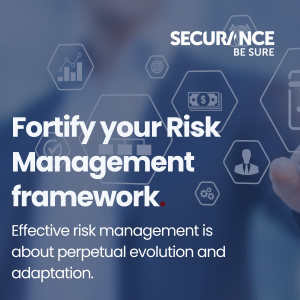 Image that tries to show operational risk management. Text: fortify your risk management framework. In the right corner you see the Securance logo